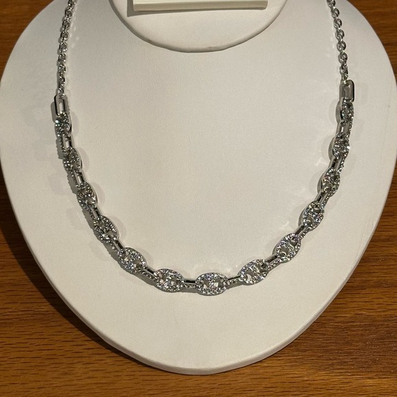 Jennifer & Company Silver Rhinestone Mariner Link Necklace & Earring Set, NWT - Picture 4 of 4